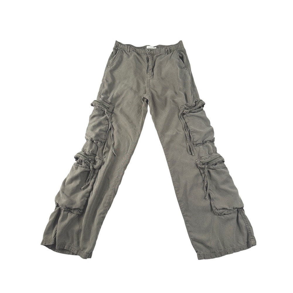 Risen Jeans Women olive‎ Tencel Wide Leg Cargo Pants BK-RDP5707 Utility Size M